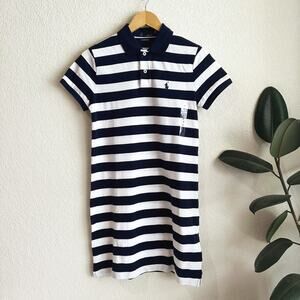Ralph Lauren The Mesh Mini Polo Shirt Dress Small Navy/White Preppy Old Money